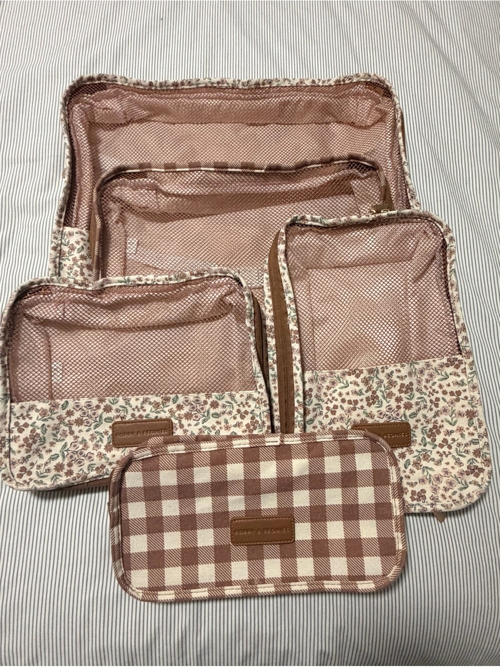 Poppy & Peonies Blush Floral & Gingham Packing Cube Set